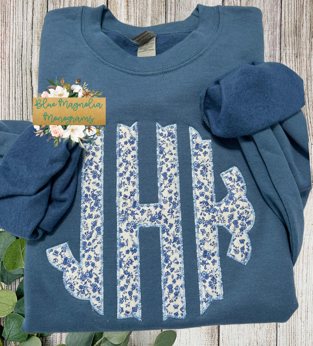 Dainty Blue Florals XL Monogram Sweatshirt